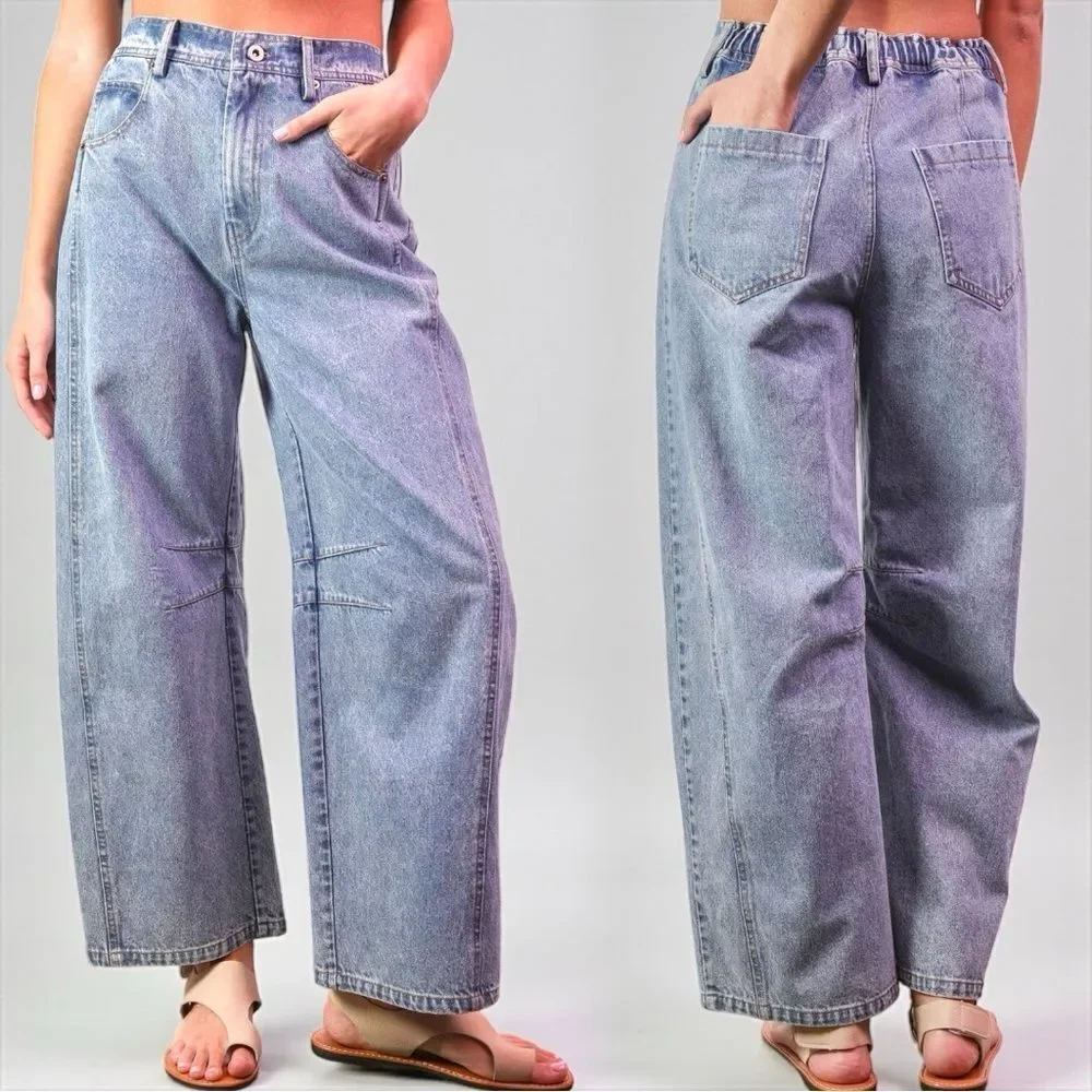 Mid Rise Wide Leg Barrel Jeans Size Large - Very J - NWT - Picture 2 of 12